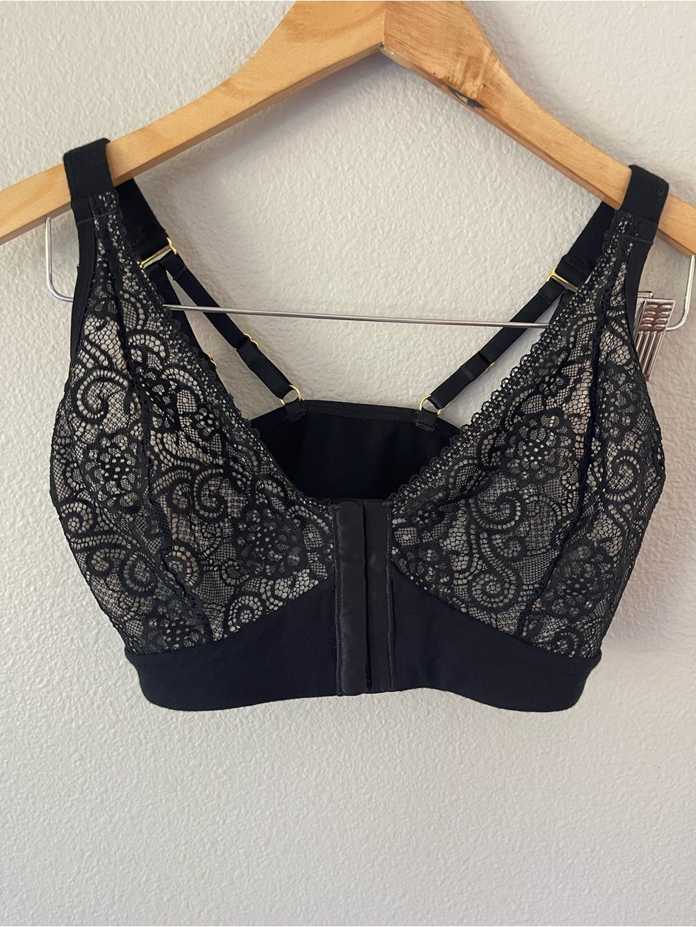 AnaOno Jamielee Front Closure Black Lace Bra Size L Mastectomy